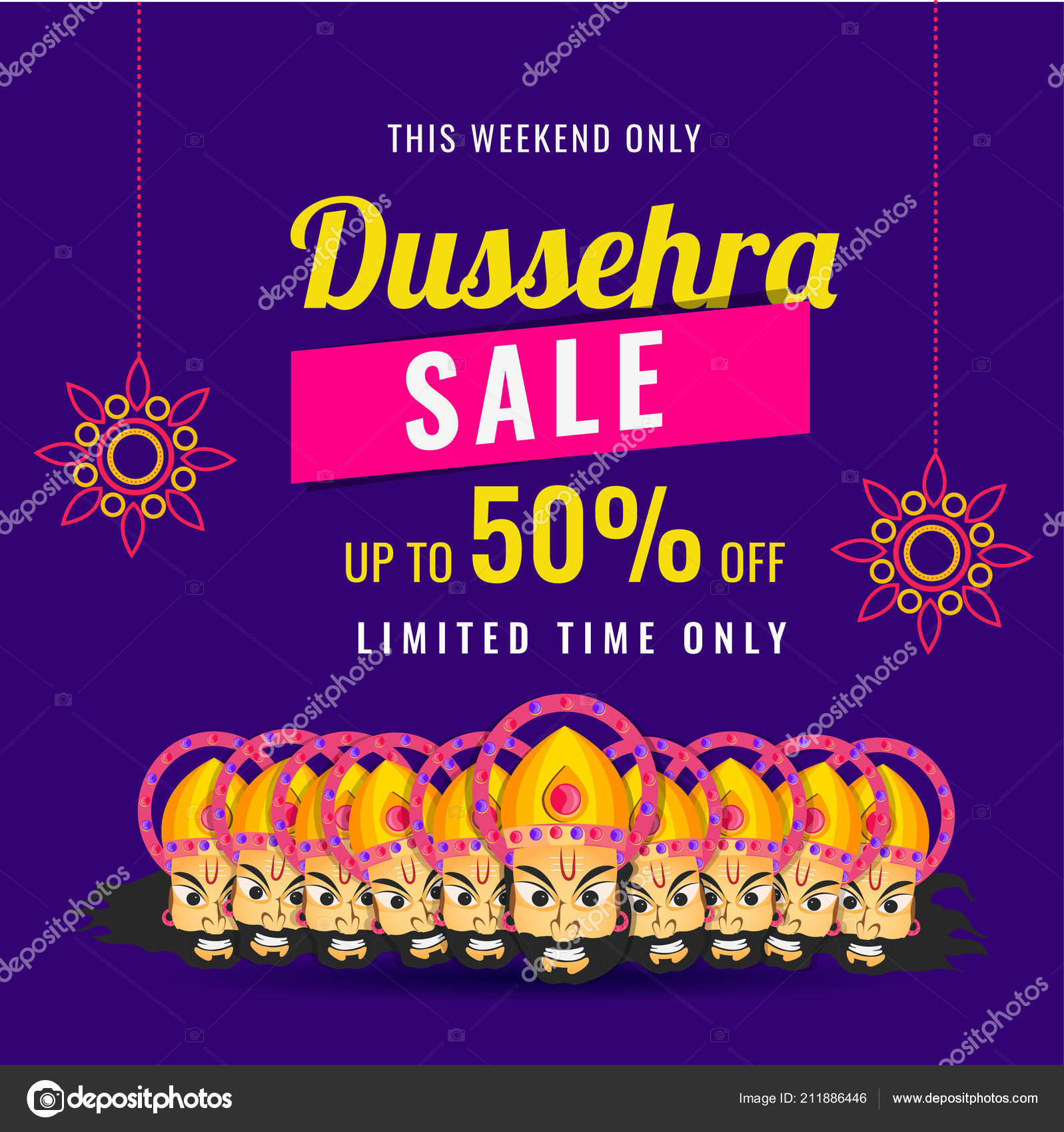 Dussehra Sale Poster Banner Design Discount Offer Illustration Demon Ravana  Stock Vector Image by ©alliesinteract #211886446