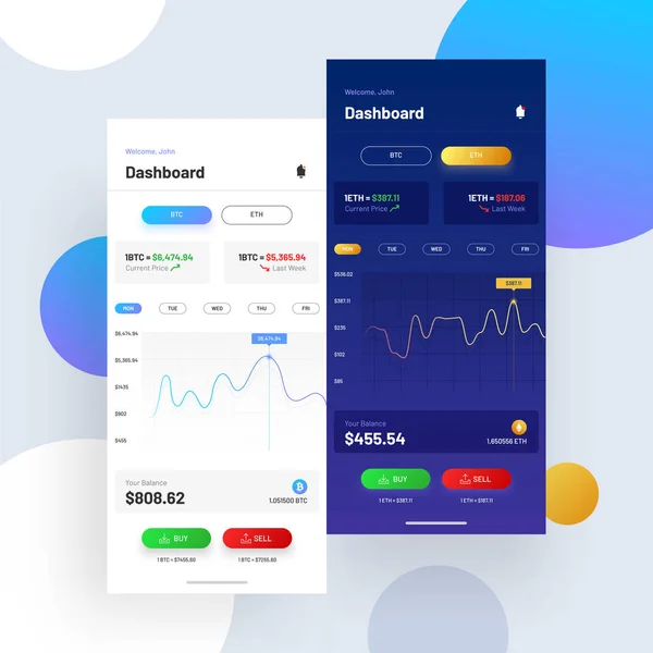Cryptocurrencies Trading Scambio Concetto Applicazioni Mobili — Vettoriale Stock