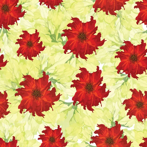 Hermoso Fondo Patrón Floral Inconsútil Decorado Con Flores Rojas — Archivo Imágenes Vectoriales