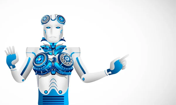 Budoucí Koncepce Pro Umělé Inteligence Robota Dotýká Virtuální Prostor Zobrazit — Stockový vektor