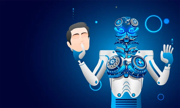 Yapay Zeka Robot Veya Cyborg Insanlık Kavramı Yok Edilmesi Antropomorfik — Stok Vektör