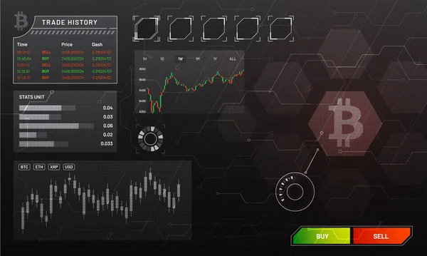 Head Display Van Een Bitcoin Handelsplatform Cryptocurrency Uitwisseling Platform Concept — Stockvector