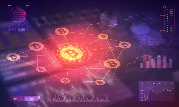 Head Display Bitcoin Trading Platform Cryptocurrency Exchange Platform Concept — Stock Vector