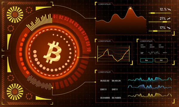 Head Visning Bitcoin Handelsplatform Cryptocurrency Udveksling Platform Koncept – Stock-vektor