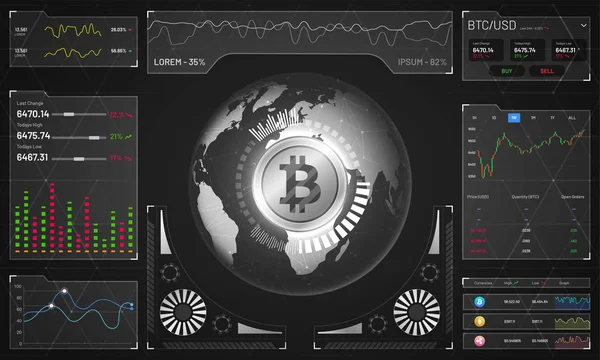 Head Displayen Bitcoin Handelsplattform Kryptovaluta Exchange Plattformskoncept — Stock vektor