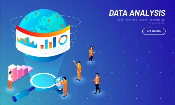 Diseño Plantillas Web Basadas Concepto Global Data Analysis Datos Análisis — Archivo Imágenes Vectoriales