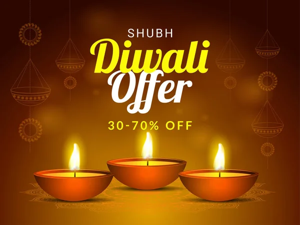 Happy Shubh Divali Bieden Korting Voor Festival Viering Concept Met — Stockvector