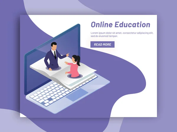 Online Onderwijs Concept Gebaseerd Landing Pagina Ontwerp Student Voorbereiden Online — Stockvector