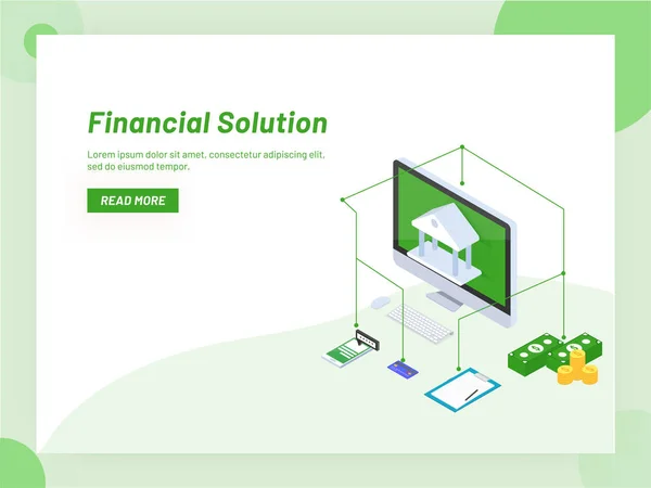 Online Banking Service Monetray Support Isometric Design Web Template Financial — Stock Vector