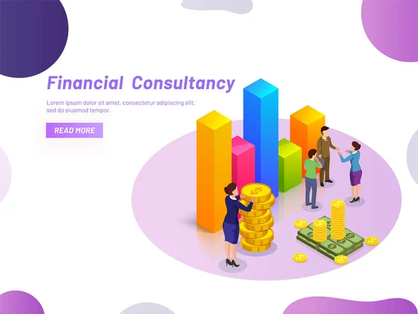 Financial Consultancy Concept Miniature Lady Consultant Providing Monetary Solution Business — Stock Vector