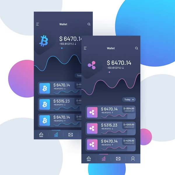 Cryptocurrencies Kereskedelmi Exchange Felhasználói Felület Vagy Koncepció Mobil Alkalmazások — Stock Vector