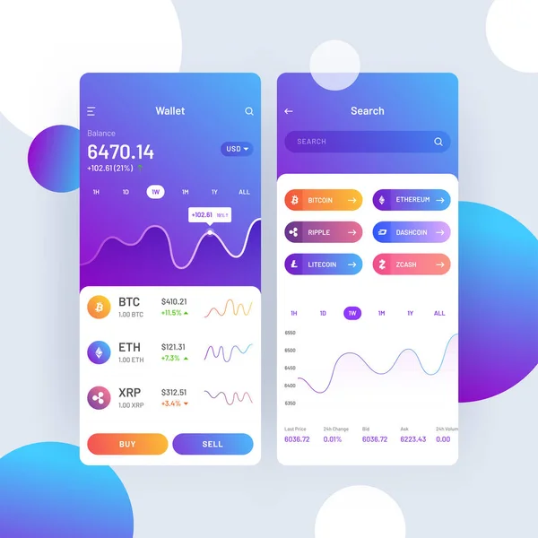 Kryptovalutor Handel Och Utbyte Eller Koncept För Mobilappar — Stock vektor