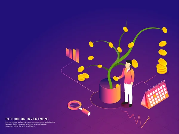 Isometrische Concept Zaaien Een Geld Plant Door Man Voor Toekomstige — Stockvector