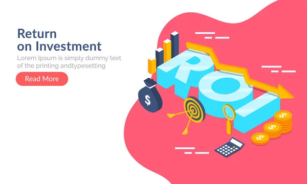 Return Investment Roi Design Modelo Web Baseado Conceito Roi Texto —  Vetores de Stock