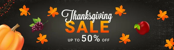 Website Header Banner Design Upto Offer Sale Thanksgiving Celebration Concept — Stock Vector