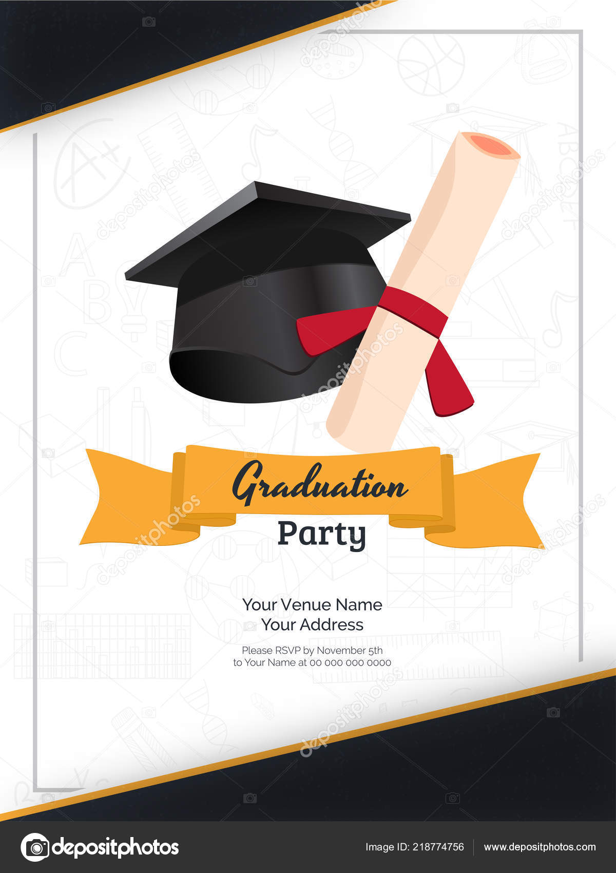 Graduation Party Invitation Card Template Design Illustration