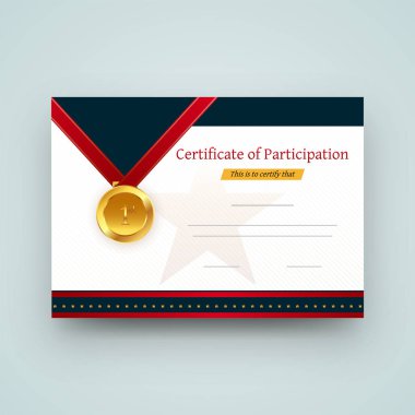 Katılım sertifikası en iyi Ödülü diploma alan metin ile.