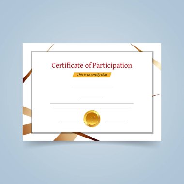 Metin alanı ile katılım sertifikası veya ödül şablon.