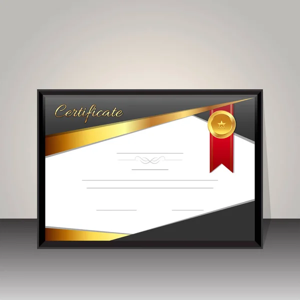 Brillante Certificado Dorado Negro Diseño Plantilla Premio Con Espacio Texto — Archivo Imágenes Vectoriales