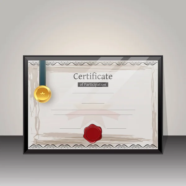 Certificat Participation Gris Blanc Modèle Prix Avec Espace Votre Texte — Image vectorielle