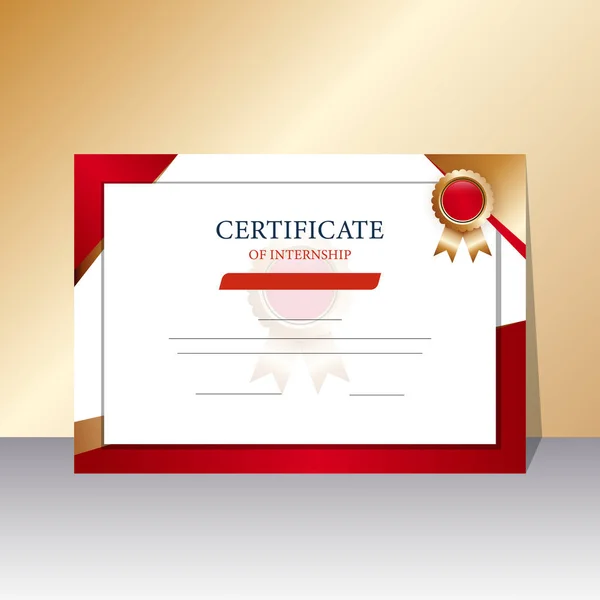 Certificat Stage Meilleur Diplôme Attribution Couleur Rouge Blanc — Image vectorielle