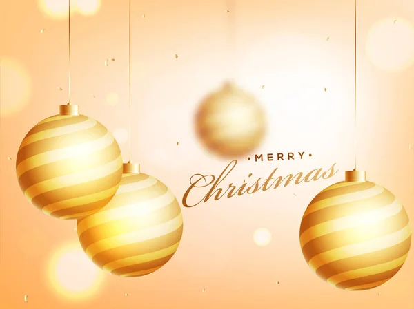 Merry Christmas Affisch Eller Mallen Design Dekorerad Med Hängande Grannlåt — Stock vektor