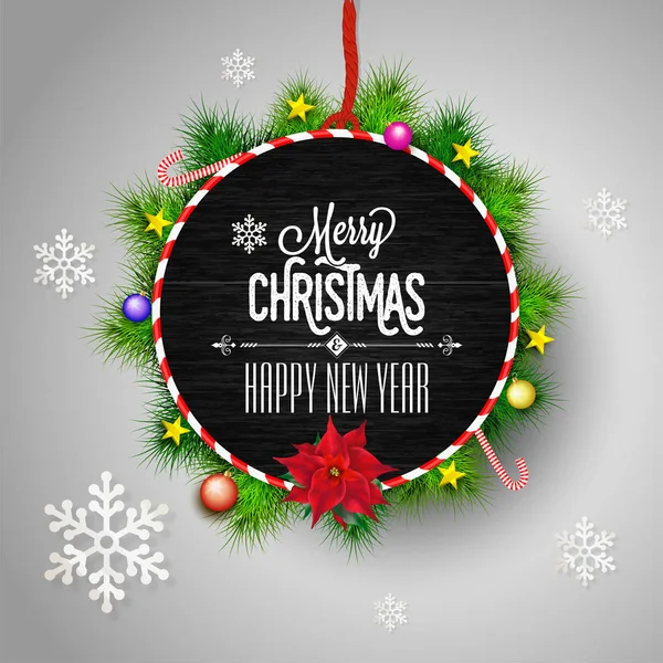 Merry Christmas Happy New Year Celebration Concept Template Flyer Design — Stock Vector