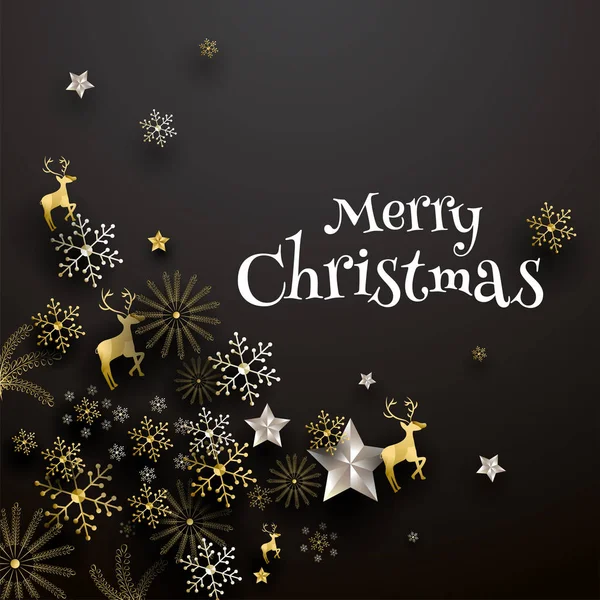 Merry Christmas Gratulationskort Design Dekorerad Med Festival Ornament — Stock vektor