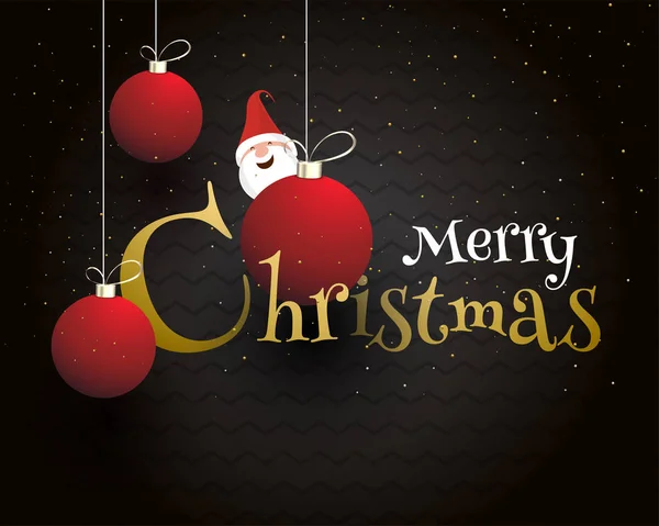 Veselé Vánoce Oslava Pozdrav Card Design Ilustrace Zavěšené Ozdoby Santa — Stockový vektor
