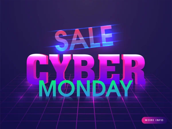 Iluminação Texto Cyber Monday Venda Fundo Grade Roxa Para Conceito — Vetor de Stock