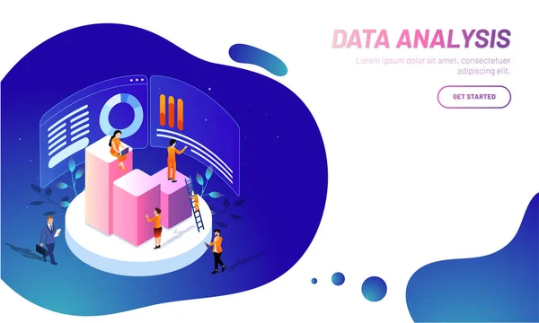 Concepto Análisis Datos Basado Diseño Plantillas Web Receptivas Personas Miniatura — Archivo Imágenes Vectoriales