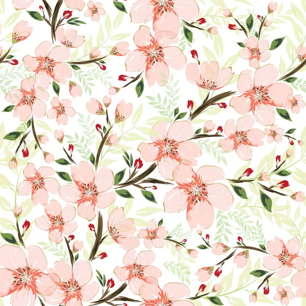 Vector Botánico Sin Costuras Fondo Del Patrón Decorado Con Flores — Vector de stock