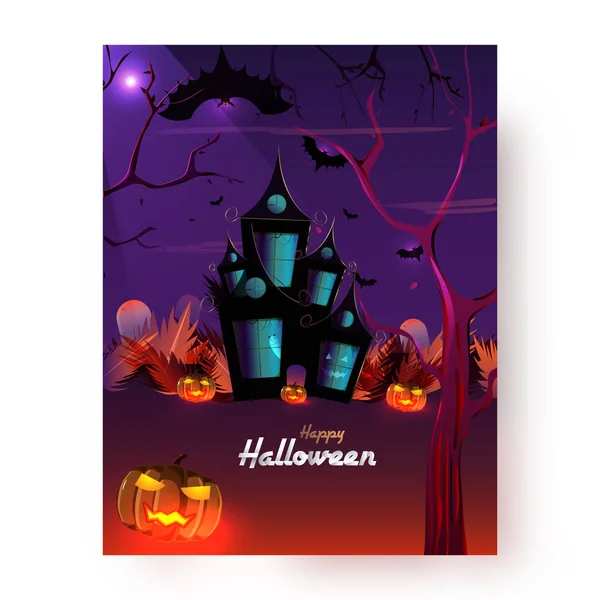 Plantilla Celebración Del Festival Halloween Diseño Volante Con Hogar Cazado — Archivo Imágenes Vectoriales