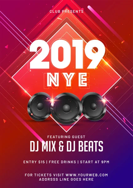 2019 Nye Παραμονή Πρωτοχρονιάς Woofer Αφηρημένα Φόντο Λεπτομέρειες Τόπο Και — Διανυσματικό Αρχείο