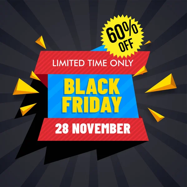 Black Friday Koop Tag Lint Met Korting Aanbieden Geometrische Abstracte — Stockvector