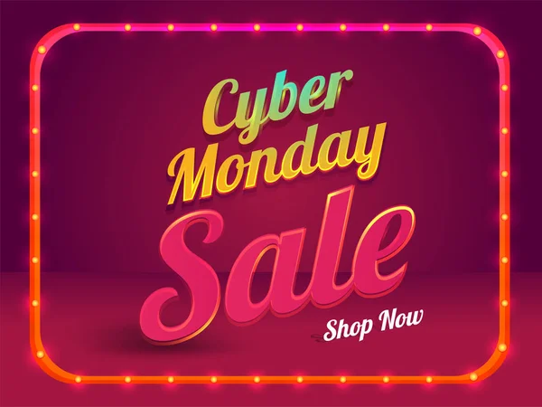 Cyber Monday Venta Cartel Plantilla Diseño Con Marco Iluminación Sobre — Archivo Imágenes Vectoriales