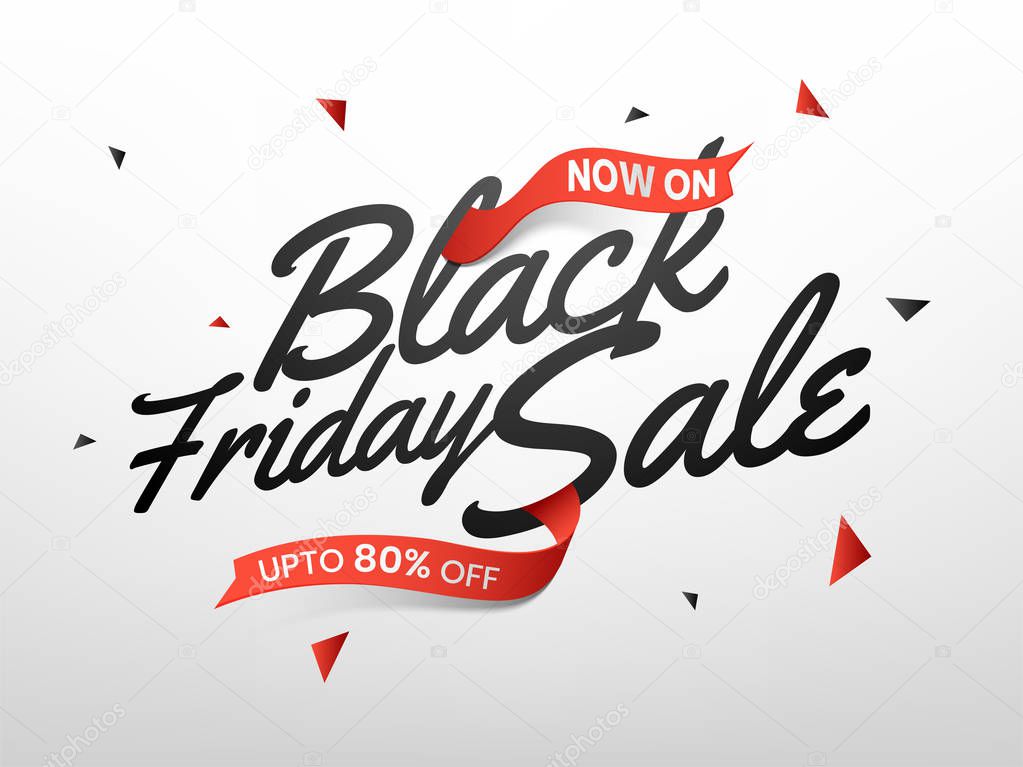 Stylish lettering of Black Friday Sale with upto 80% offer, advertising banner or poster design.