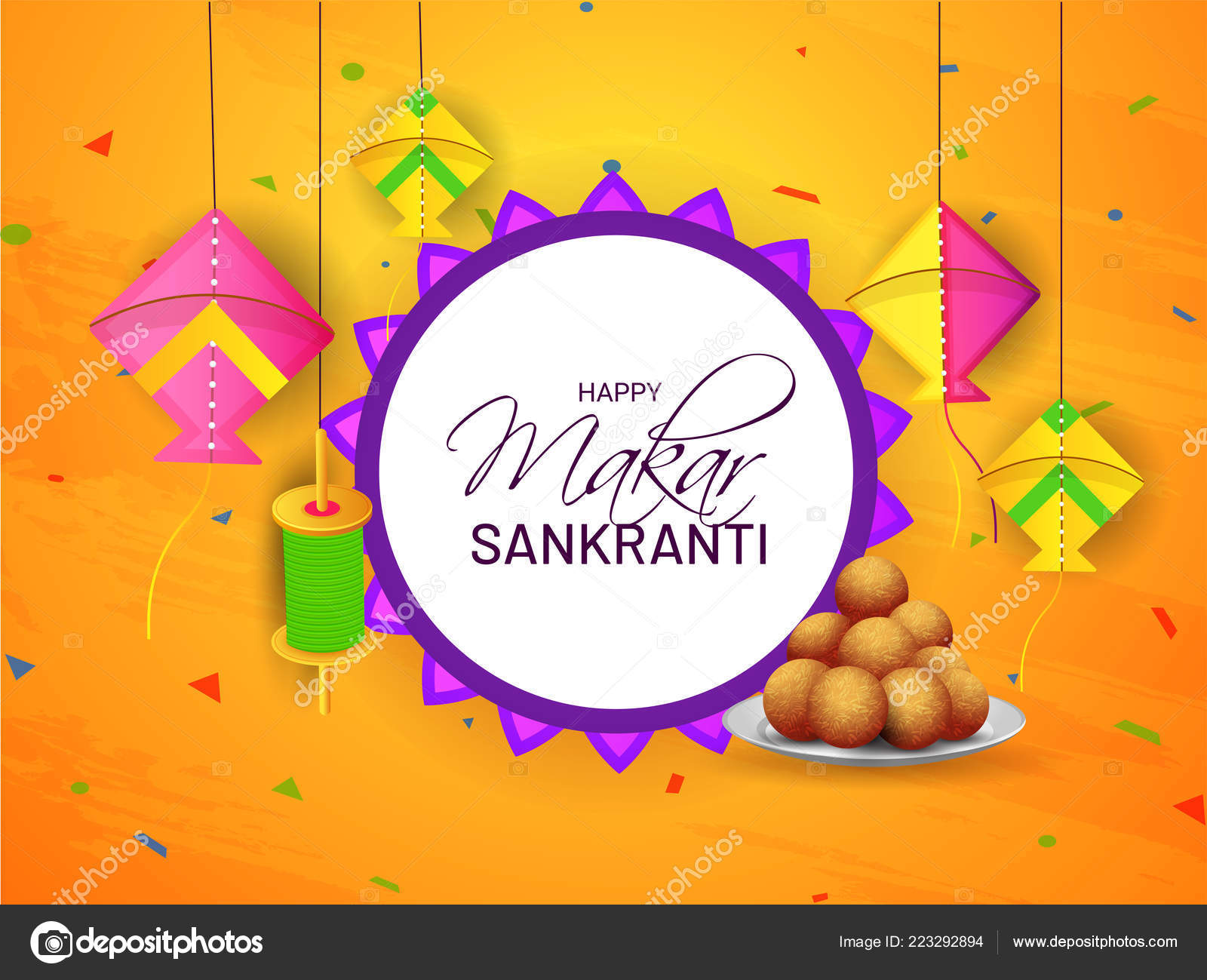 Happy Makar Sankranti Poster Greeting Card Design Colorful Kites Indian  Stock Vector Image by ©alliesinteract #223292894
