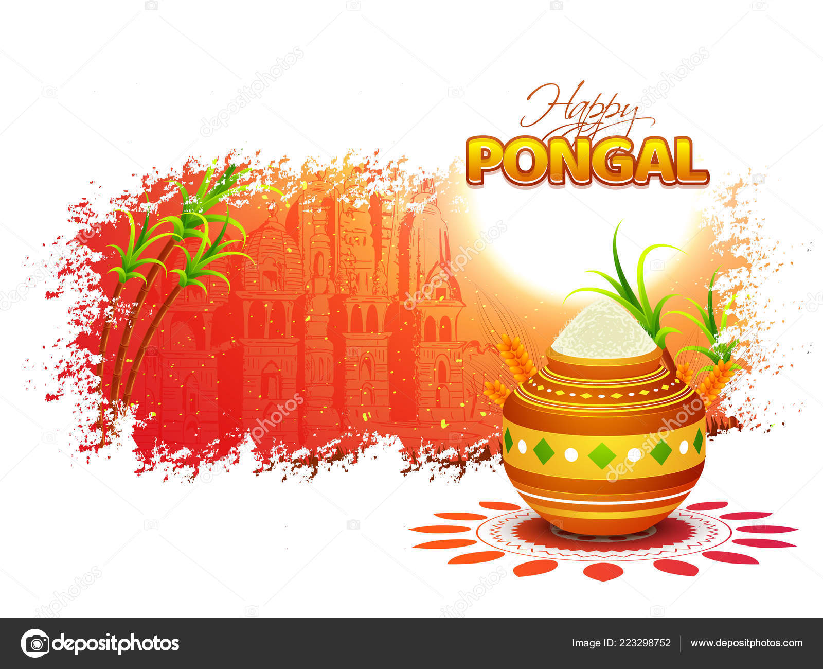 Happy Pongal Banner Poster Design Traditional Pot Sugarcane Brush Stroke  Stock Vector Image by ©alliesinteract #223298752