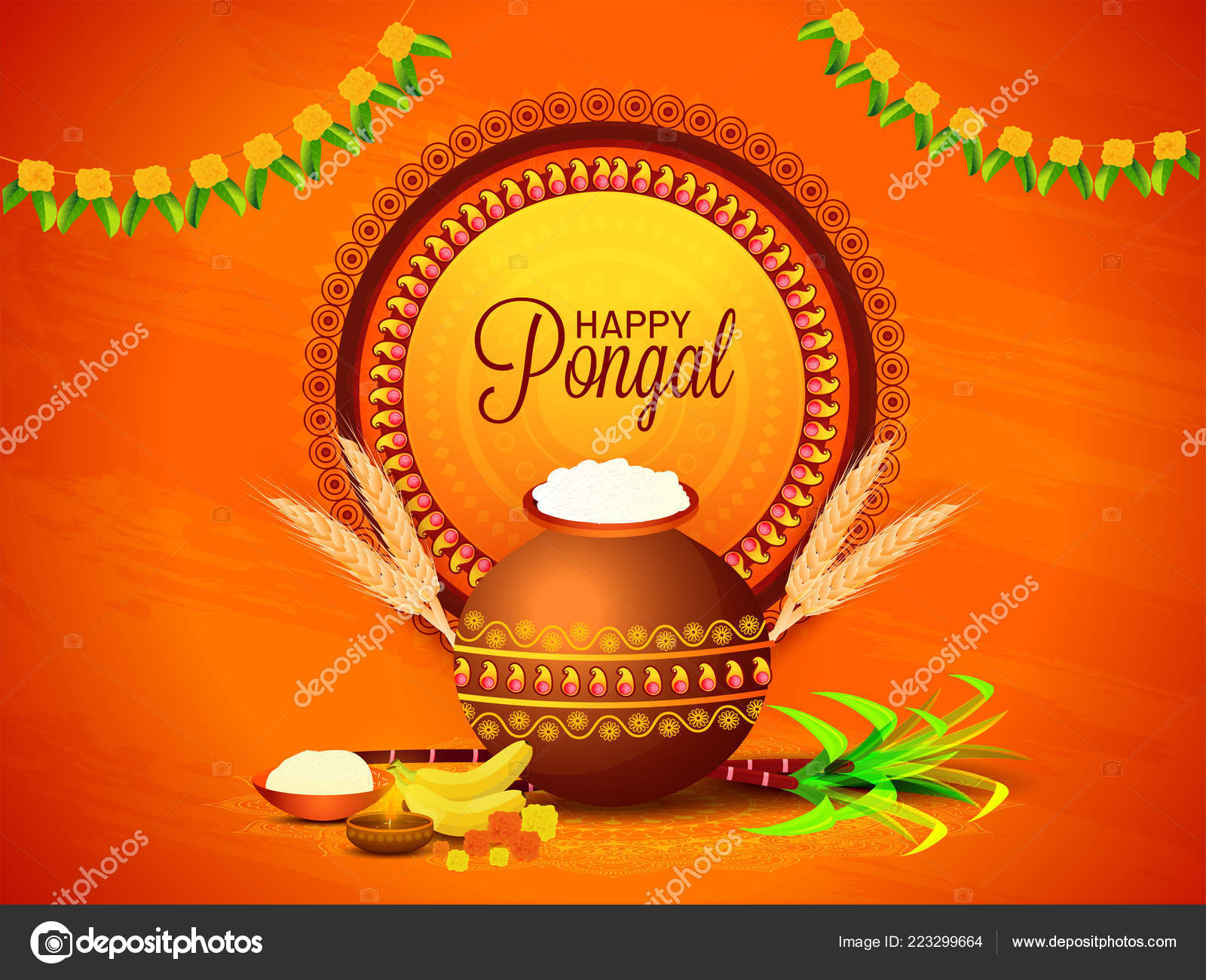 South Indian Harvest Festival Happy Pongal Celebrations Banner Poster  Design Stock Vector Image by ©alliesinteract #223299664