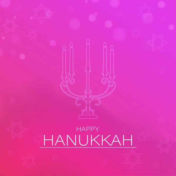 Projeto Cartão Feliz Hanukkah Com Menorah Tradicional Candelabrum Fundo Roxo — Vetor de Stock