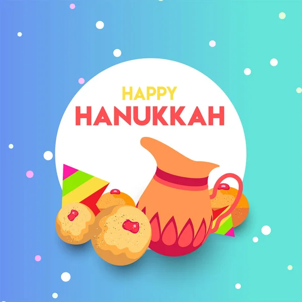 Happy Chanuka Pozdrav Card Design Prvky Ilustrace Pro Oslavu Židovského — Stockový vektor