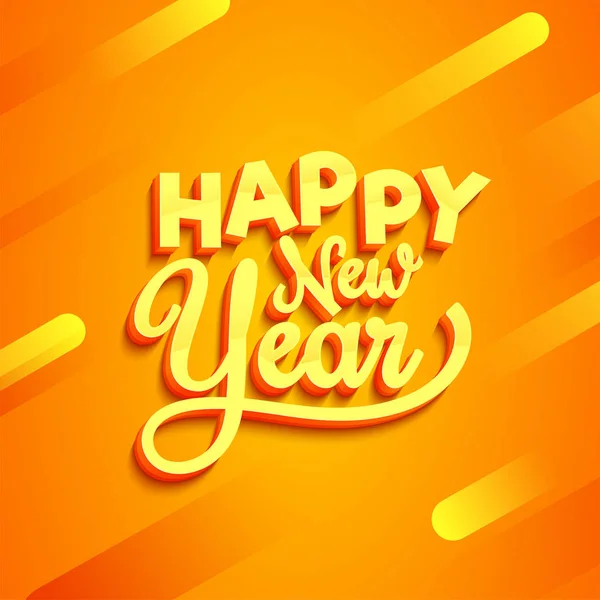 Texto Feliz Año Nuevo Sobre Fondo Naranja Abstracto Para Celebración — Archivo Imágenes Vectoriales