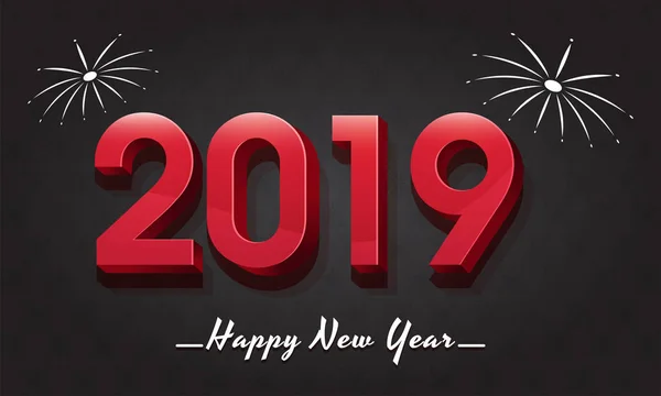文本2019年有光泽的黑色背景为新年庆祝海报设计 — 图库矢量图片