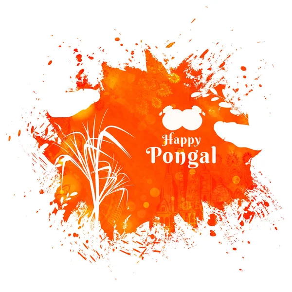 南インドの収穫祭お祝いポスターまたは横断幕 Pongal グリーティング カード デザイン — ストックベクタ