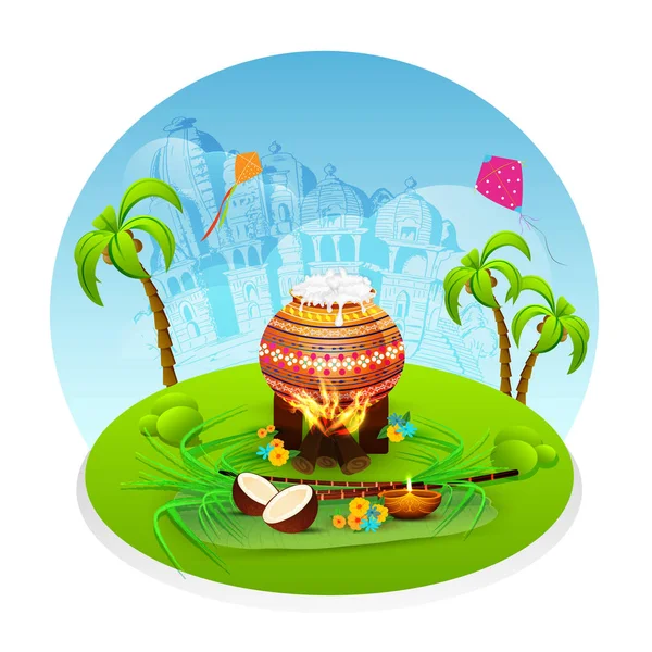 Happy Pongal Background Festival Indien Sud — Image vectorielle