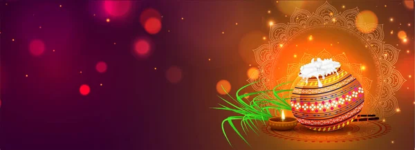 Feliz Fondo Pongal Festival Del Sur India — Vector de stock