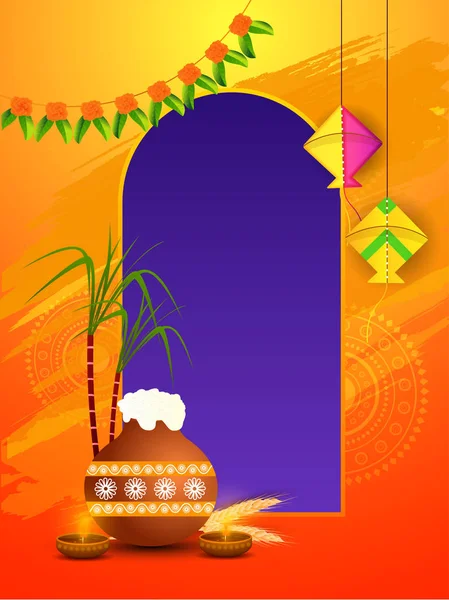 Счастливый Pongal Фон Южноиндийский Фестиваль — стоковый вектор
