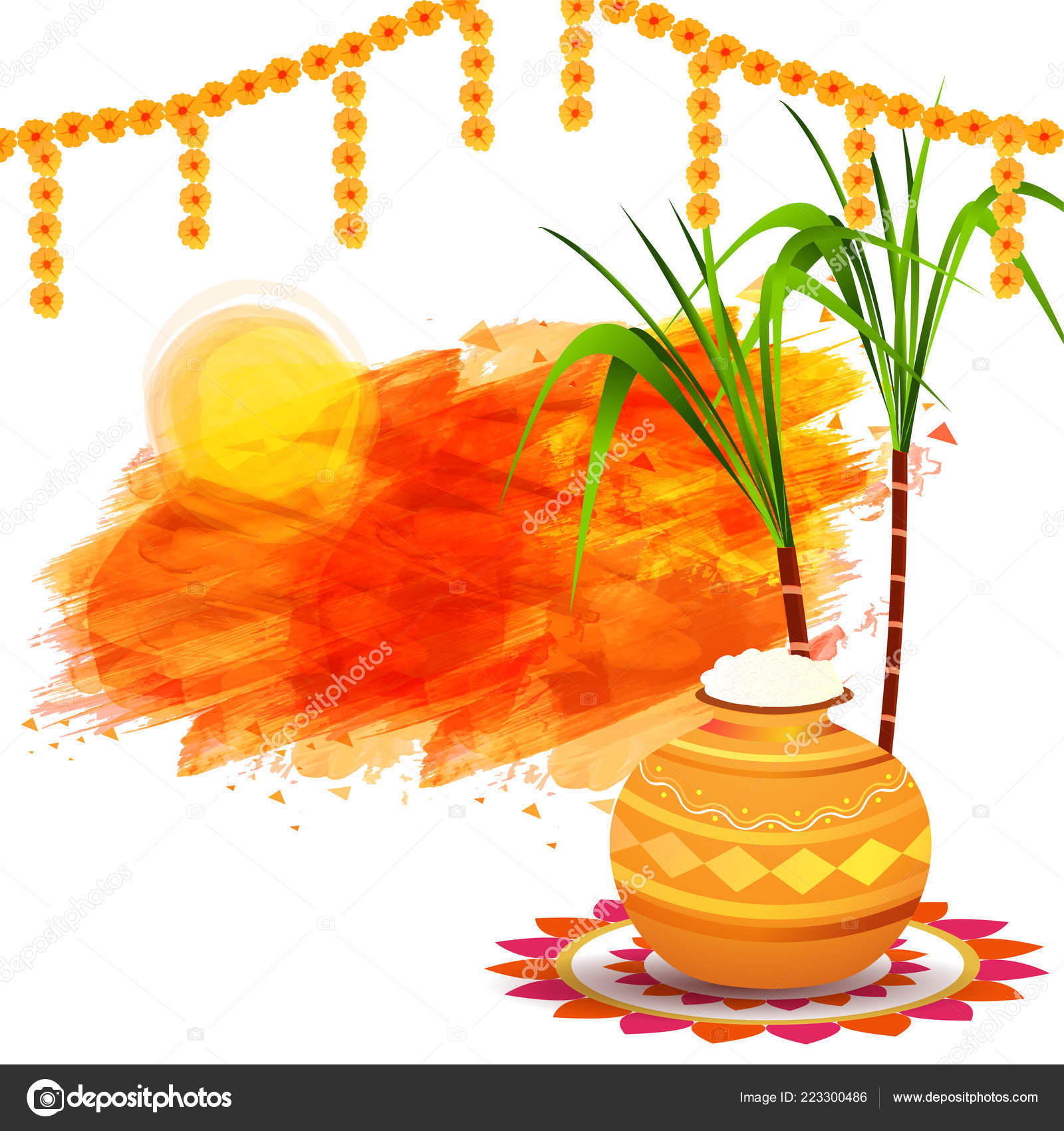Happy Pongal Background South Indian Festival Stock Vector Image by  ©alliesinteract #223300486