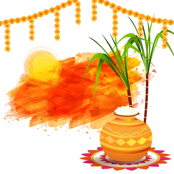 Glücklich Pongal Hintergrund Südindisches Festival — Stockvektor